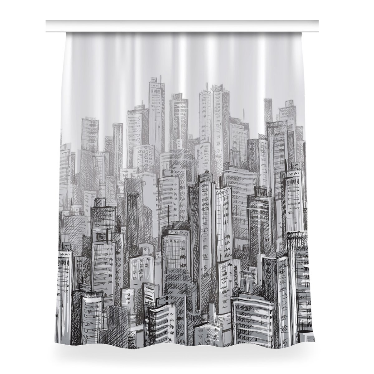 Zasłona na taśmę wzór 150x200 Czarno-białe Miasto, Fabricsy