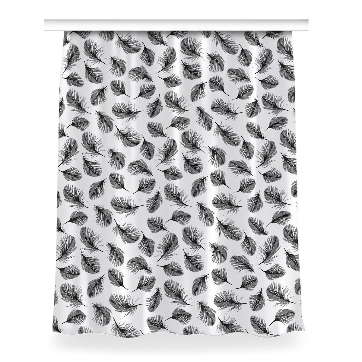 Zasłona do sypialni 150x200 cm Pióra Czarno-białe, Fabricsy