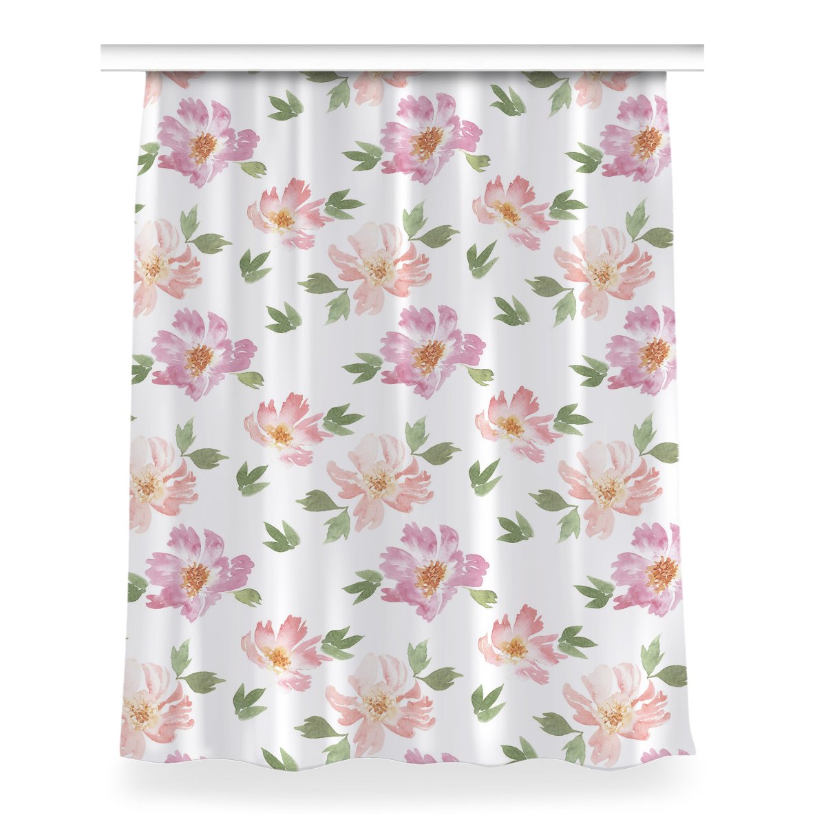 Zasłona gotowa do salonu 150x200 Akwarela Kwiaty, Fabricsy