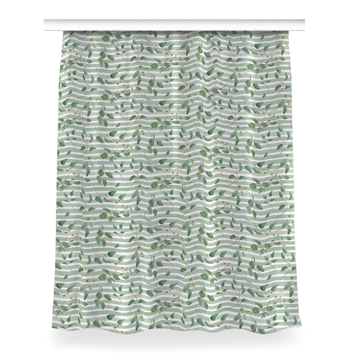 Zasłona na taśmę 150x200 Liście na pasiastym tle, Fabricsy