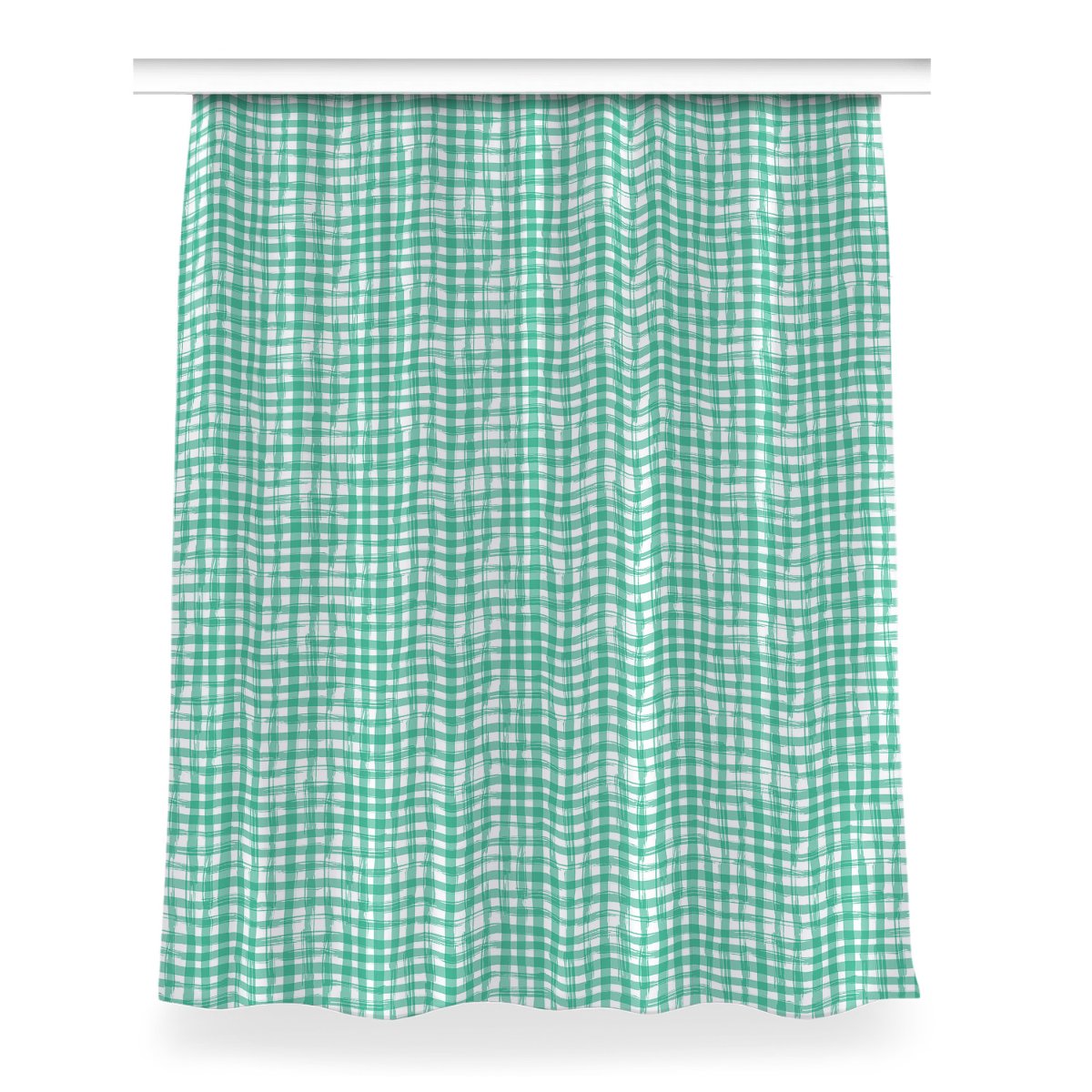 Zasłona na taśmę do salonu 150x200 Zielona krata, Fabricsy