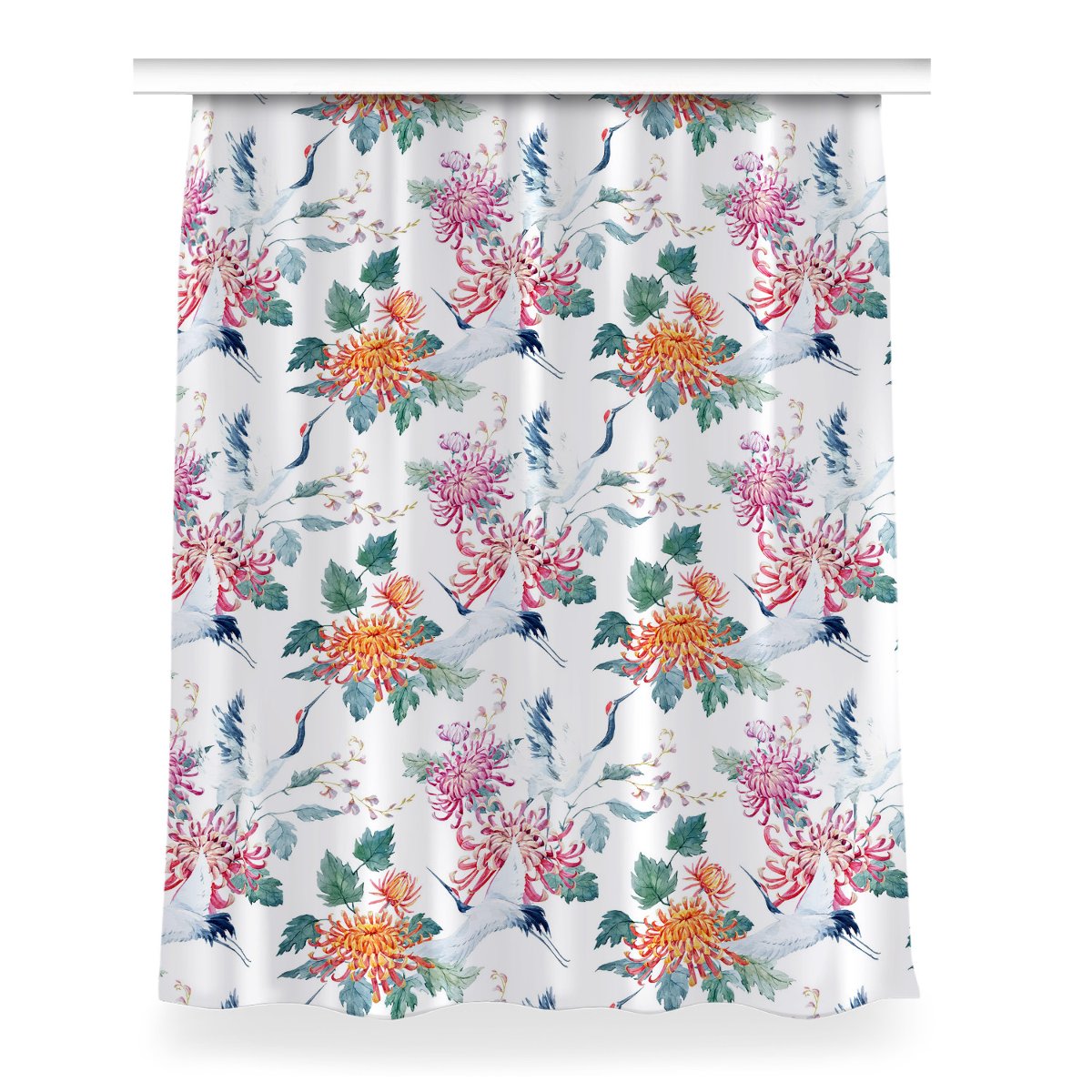 Zasłona z grafiką kolory 150x200 Żurawie w locie, Fabricsy