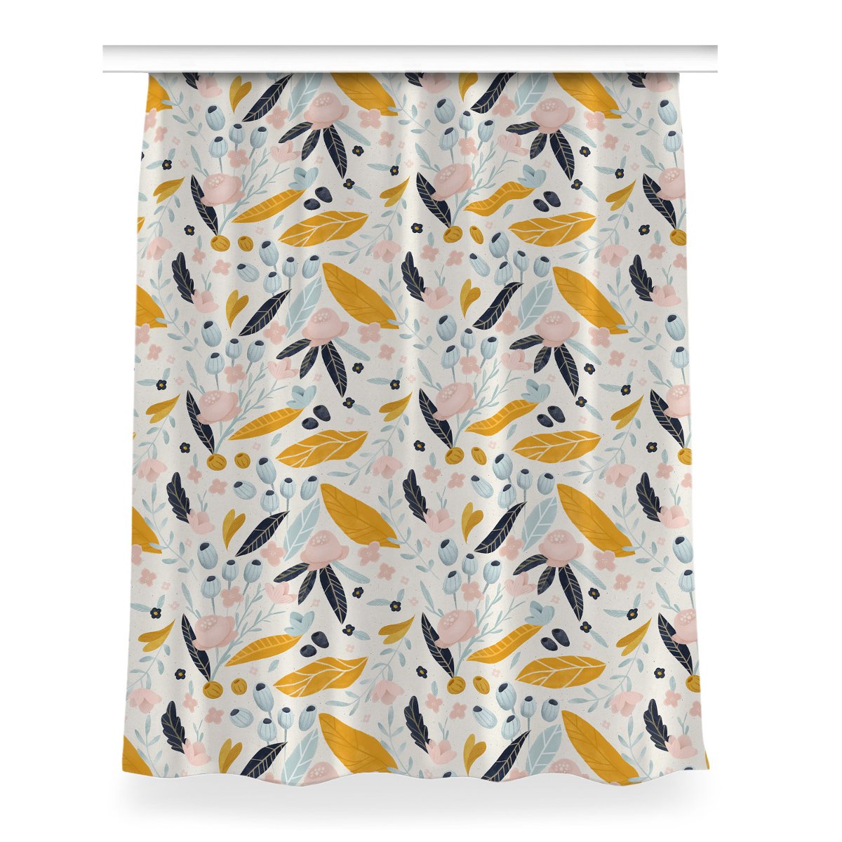 Zasłona z grafiką gotowa 150x200 Pastelowe liście, Fabricsy