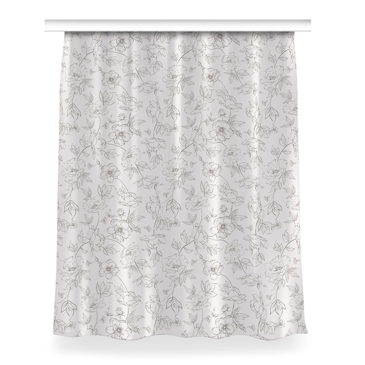 Zasłona na taśmę dekor 150x200 Naszkicowane kwiaty, Fabricsy