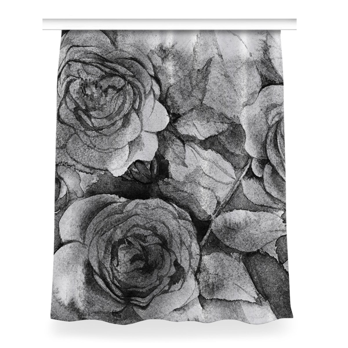Zasłona gotowa do salonu 150x200 Czarno-białe róże, Fabricsy