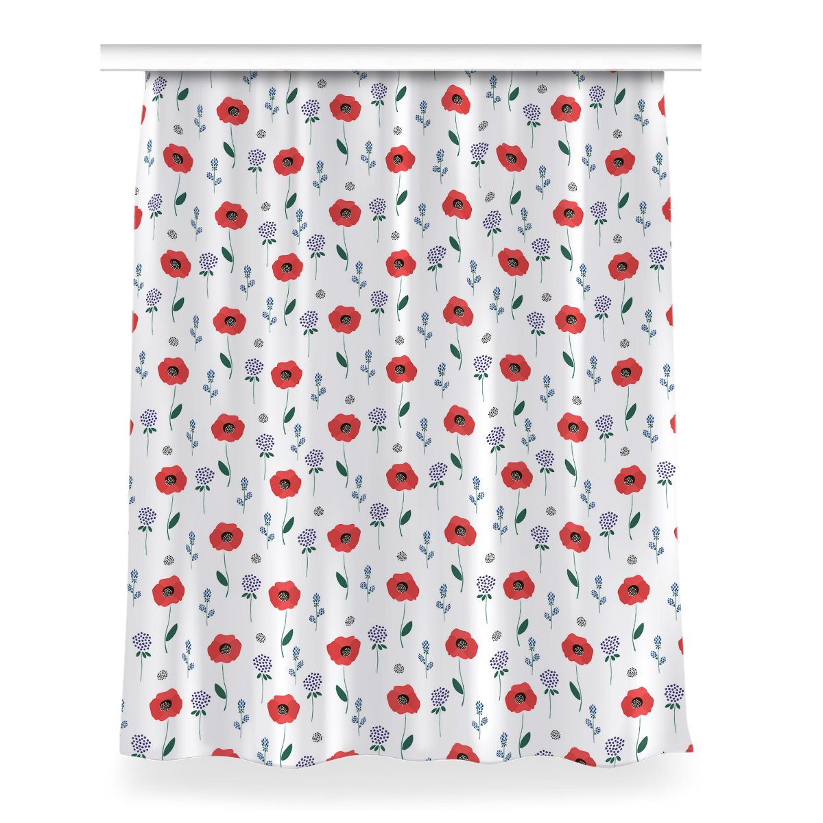 Zasłona na taśmę wzór 150x200 Czerwone pole maków, Fabricsy
