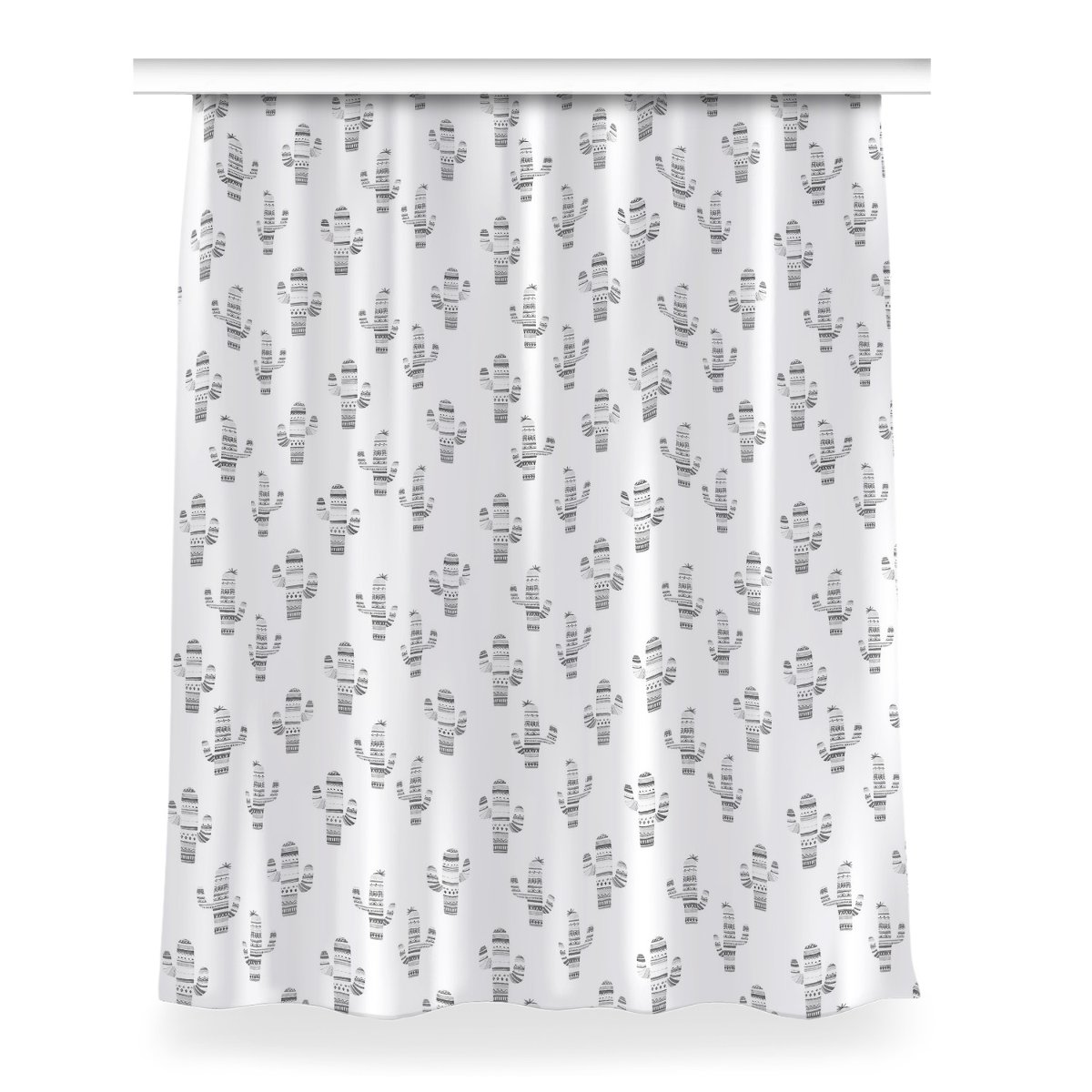 Zasłona na taśmę wzór 150x200 Kaktusy czarno-białe, Fabricsy