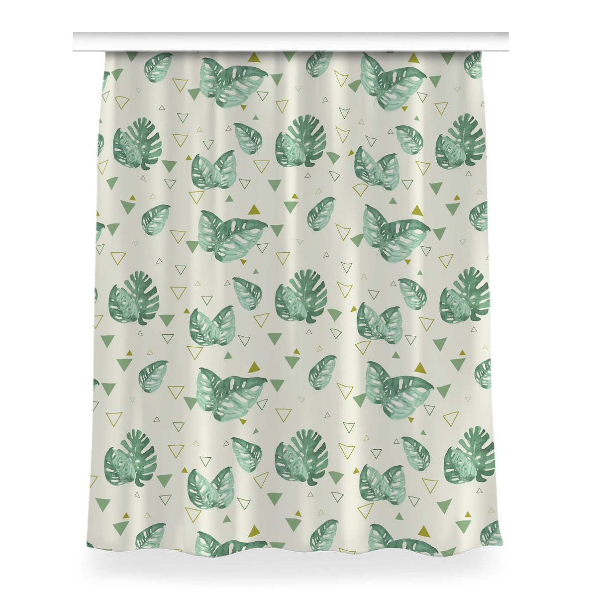 Zasłona do sypialni 150x200 cm Monstera i trójkąty, Fabricsy
