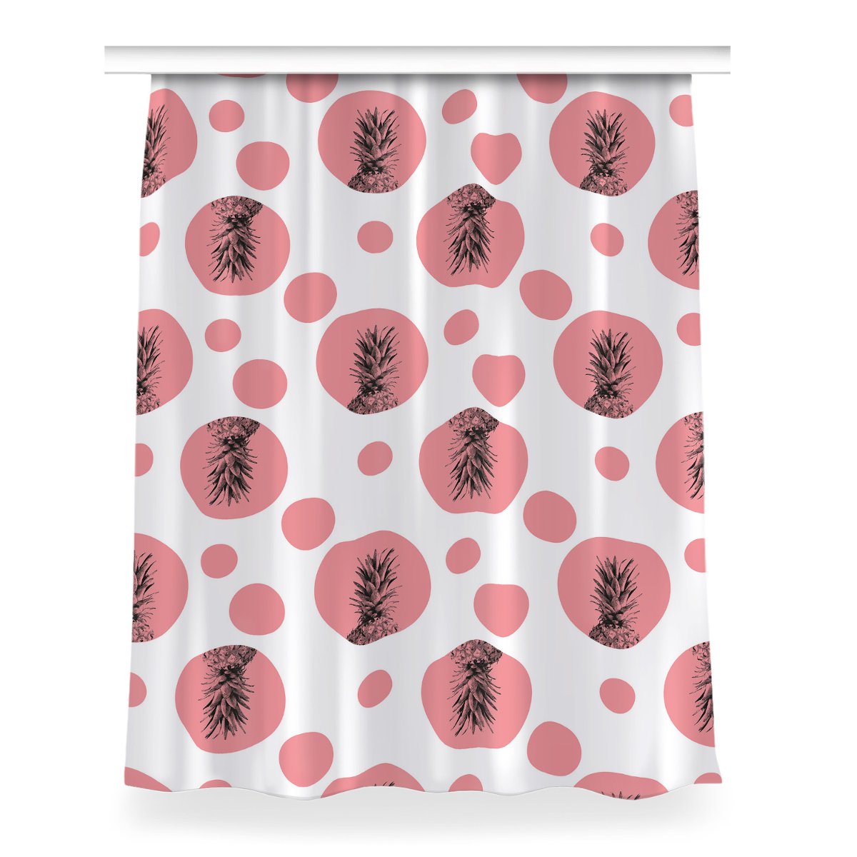 Zasłona z nadrukiem gotowa 150x200 Różowy ananas, Fabricsy