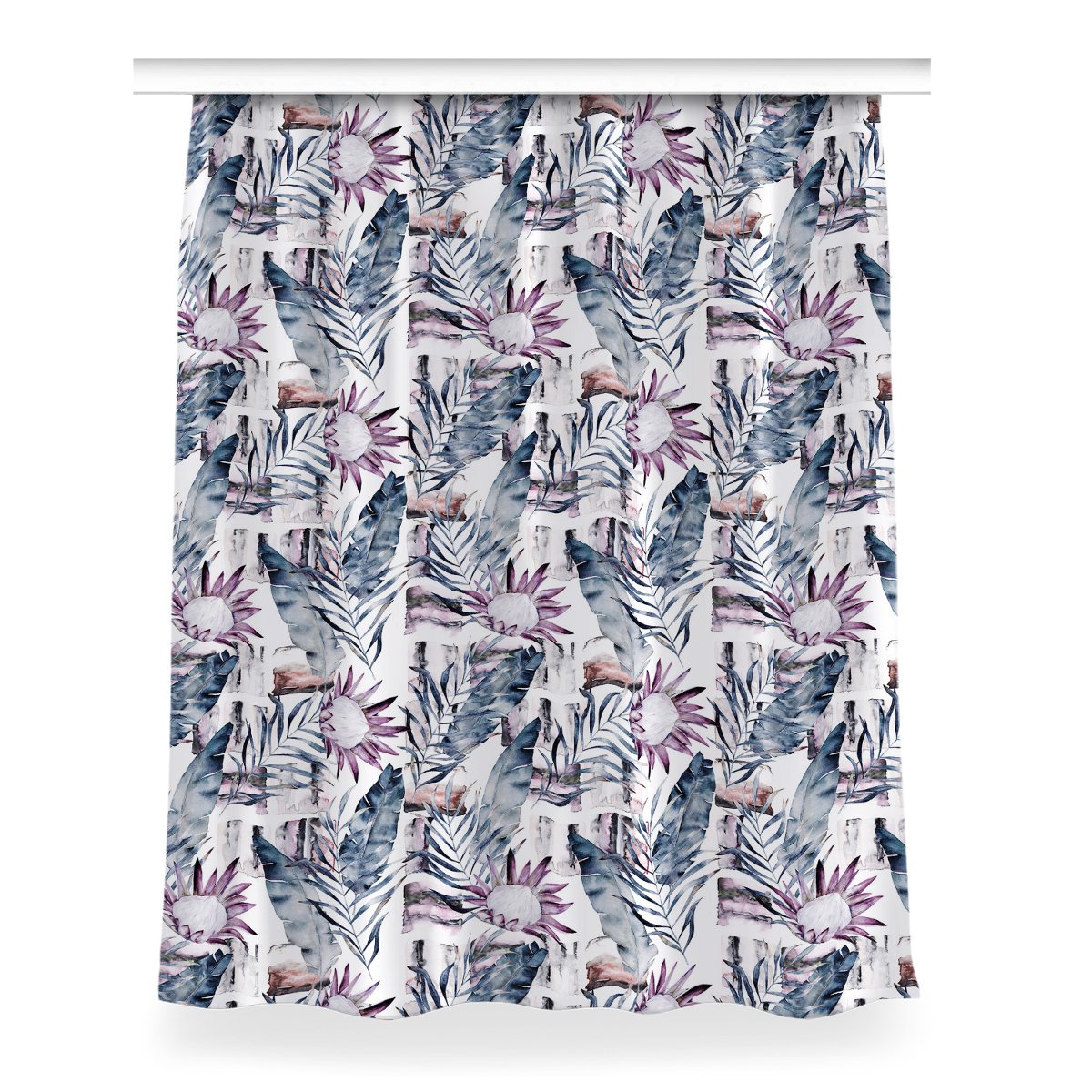 Zasłona z grafiką gotowa 150x200 Marmurowe kwiaty, Fabricsy