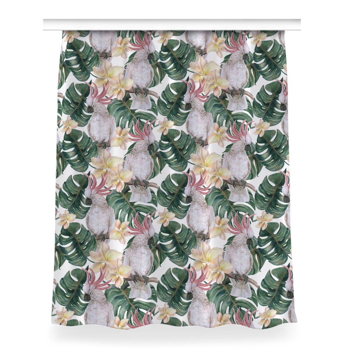 Zasłona na taśmę dekor 150x200 Tropikalne papugi, Fabricsy