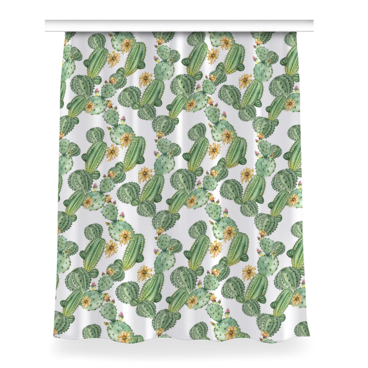 Zasłona gotowa wzór 150x200 cm Kaktusy z kwiatami, Fabricsy