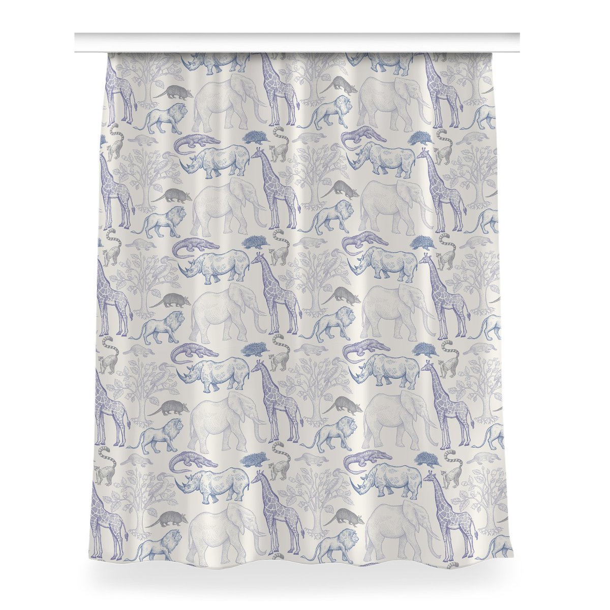 Zasłona na taśmę wzór 150x200 Zwierzęta Madagaskar, Fabricsy