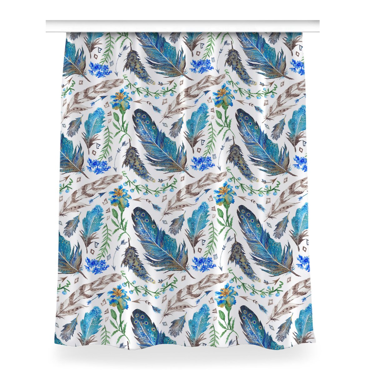 Zasłona na taśmę dekor wzór 150x200 Ptasie pióra, Fabricsy