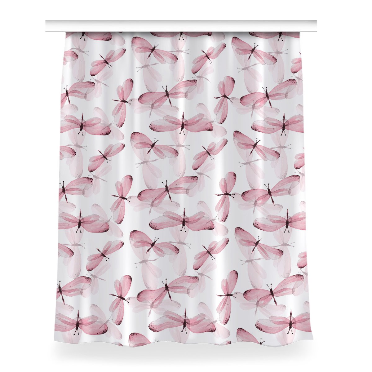 Zasłona z grafiką kolory wzór 150x200 Różowe ważki, Fabricsy