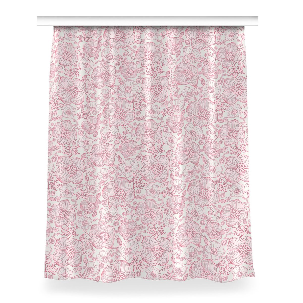 Zasłona z nadrukiem gotowa 150x200 Kwiaty kontur, Fabricsy