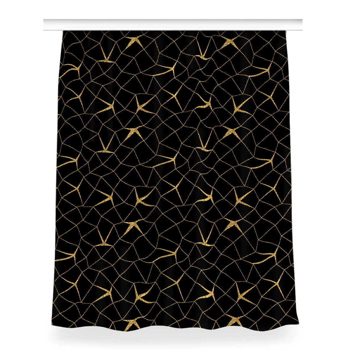 Zasłona dekor wzór 150x200 Mozaika złota i czarna, Fabricsy