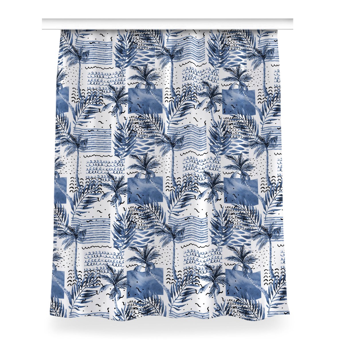 Zasłona z grafiką gotowa 150x200 Niebieska palma, Fabricsy