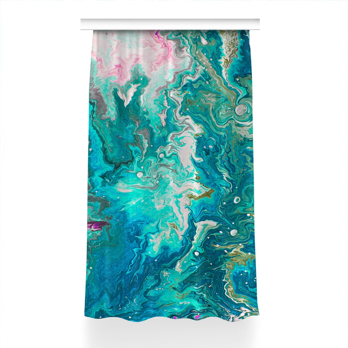 Zasłona dekor Abstrakcja zielona do salonu 150x230, Fabricsy