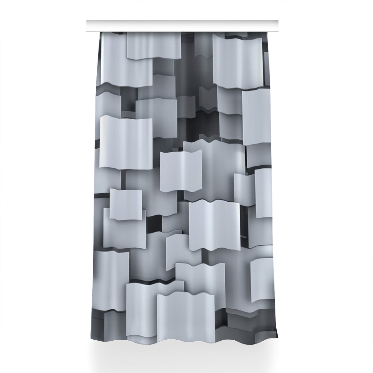 Zasłona z nadrukiem gotowa Klocki szare 150x230 cm, Fabricsy