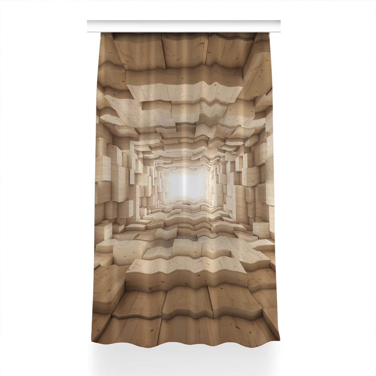 Zasłona do pokoju Abstrakcja drewno wzór 150x230, Fabricsy