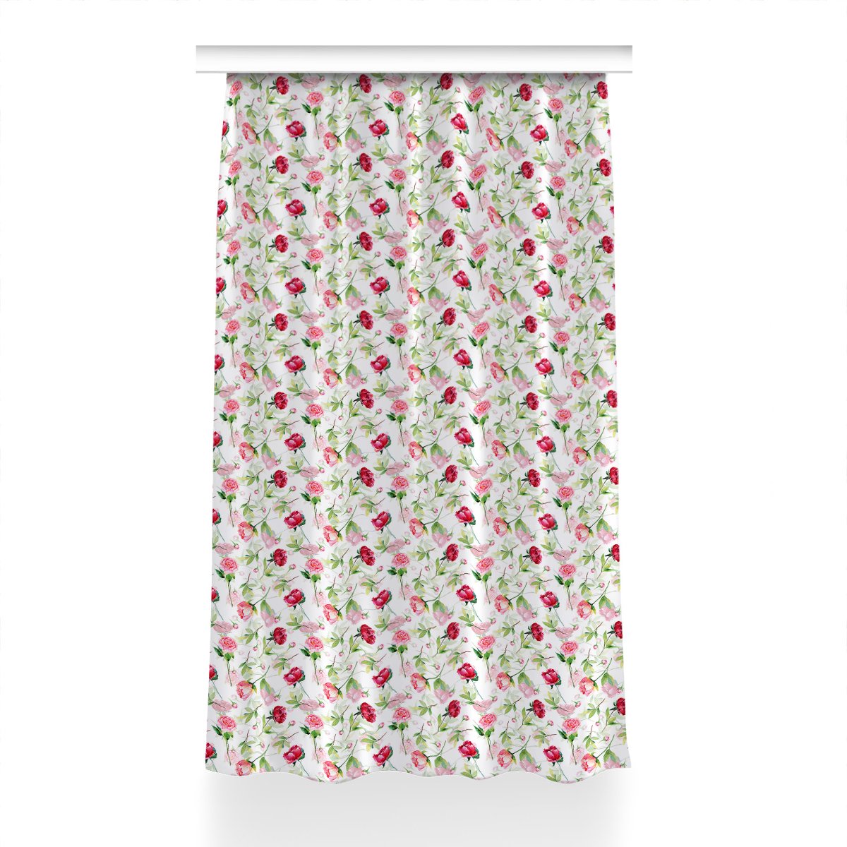 Zasłona wzór Czerwone kwiaty do sypialni 150x230, Fabricsy