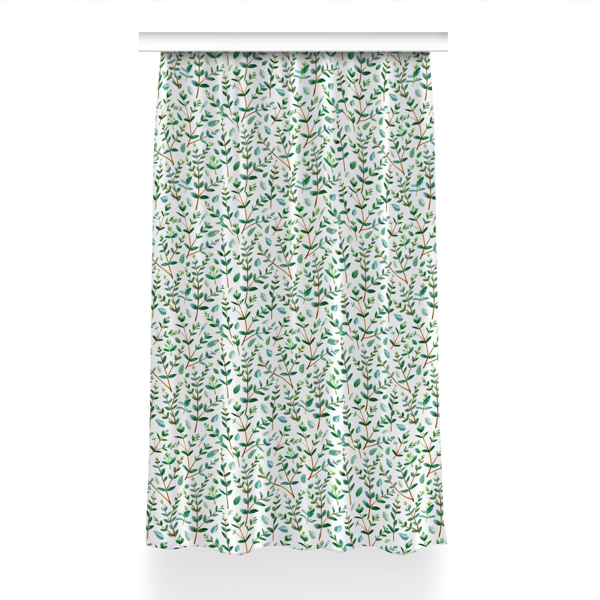 Zasłona z grafiką gotowa Zielone gałązki 150x230, Fabricsy