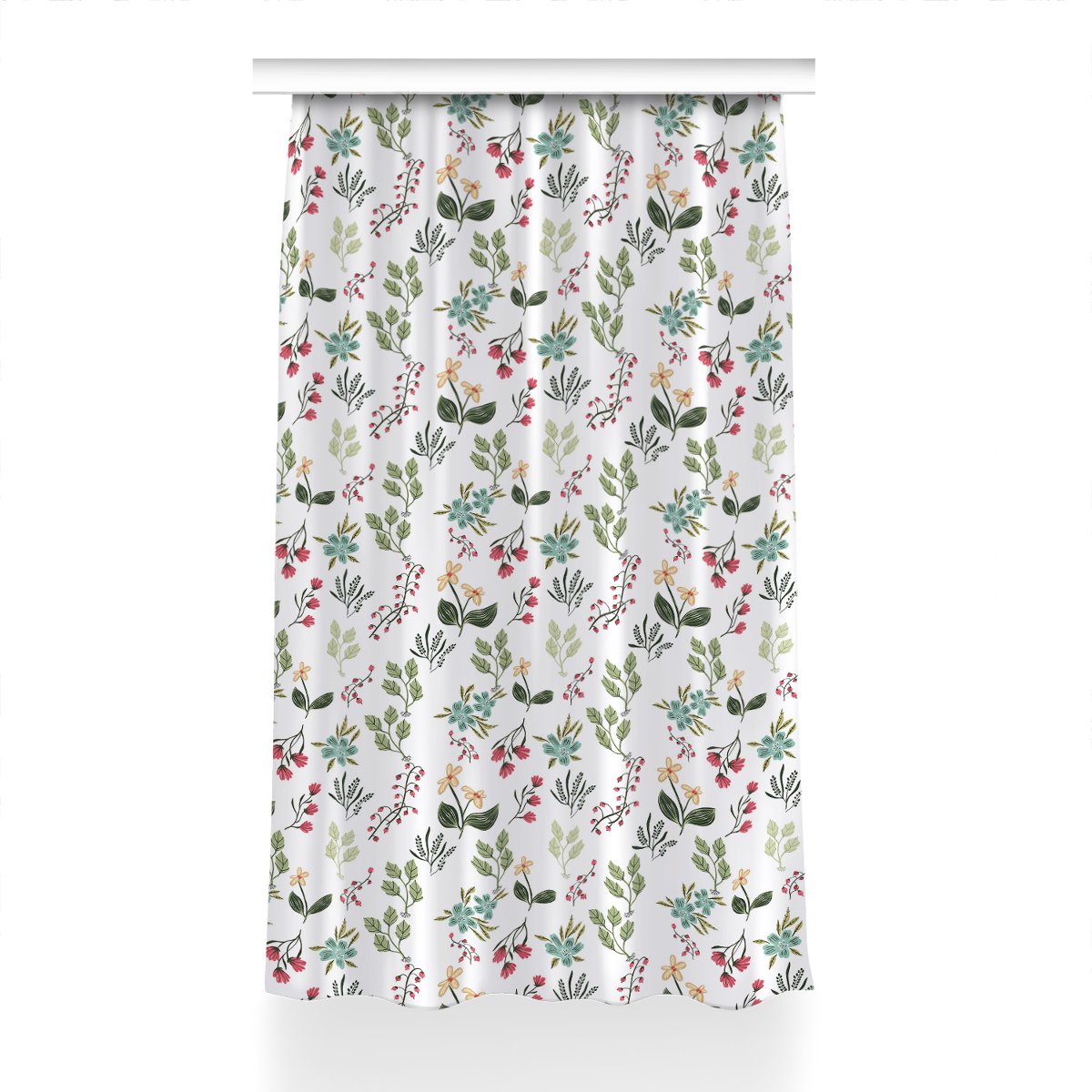 Zasłona z grafiką gotowa Jagody i Kwiaty 150x230, Fabricsy