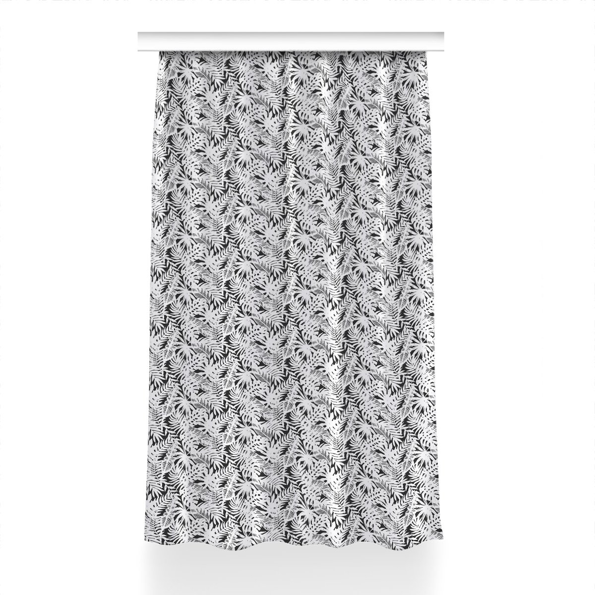 Zasłona gotowa Czarno-białe liście wzór 150x230 cm, Fabricsy