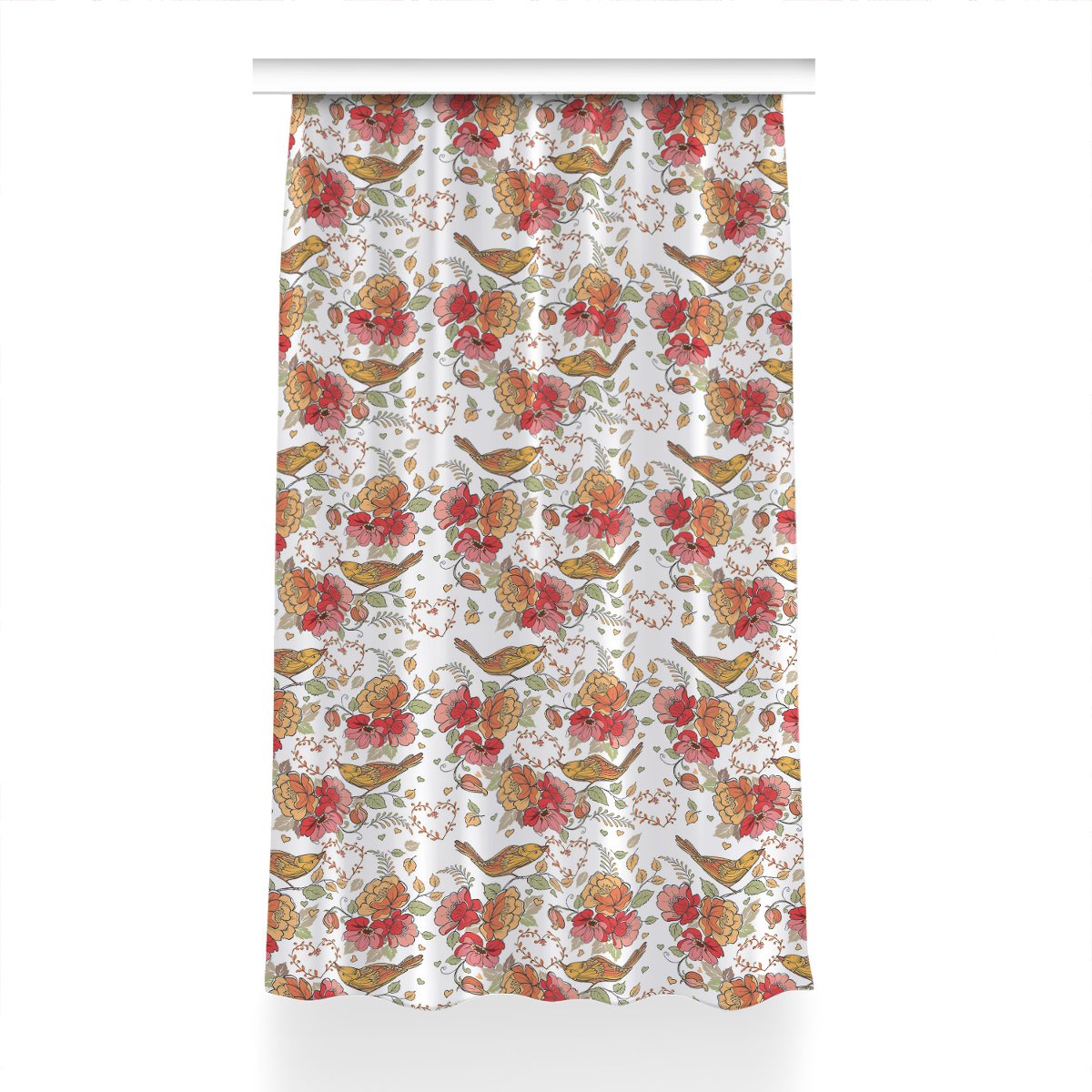 Zasłona z grafiką kolory Ornament ptaki 150x230 cm, Fabricsy