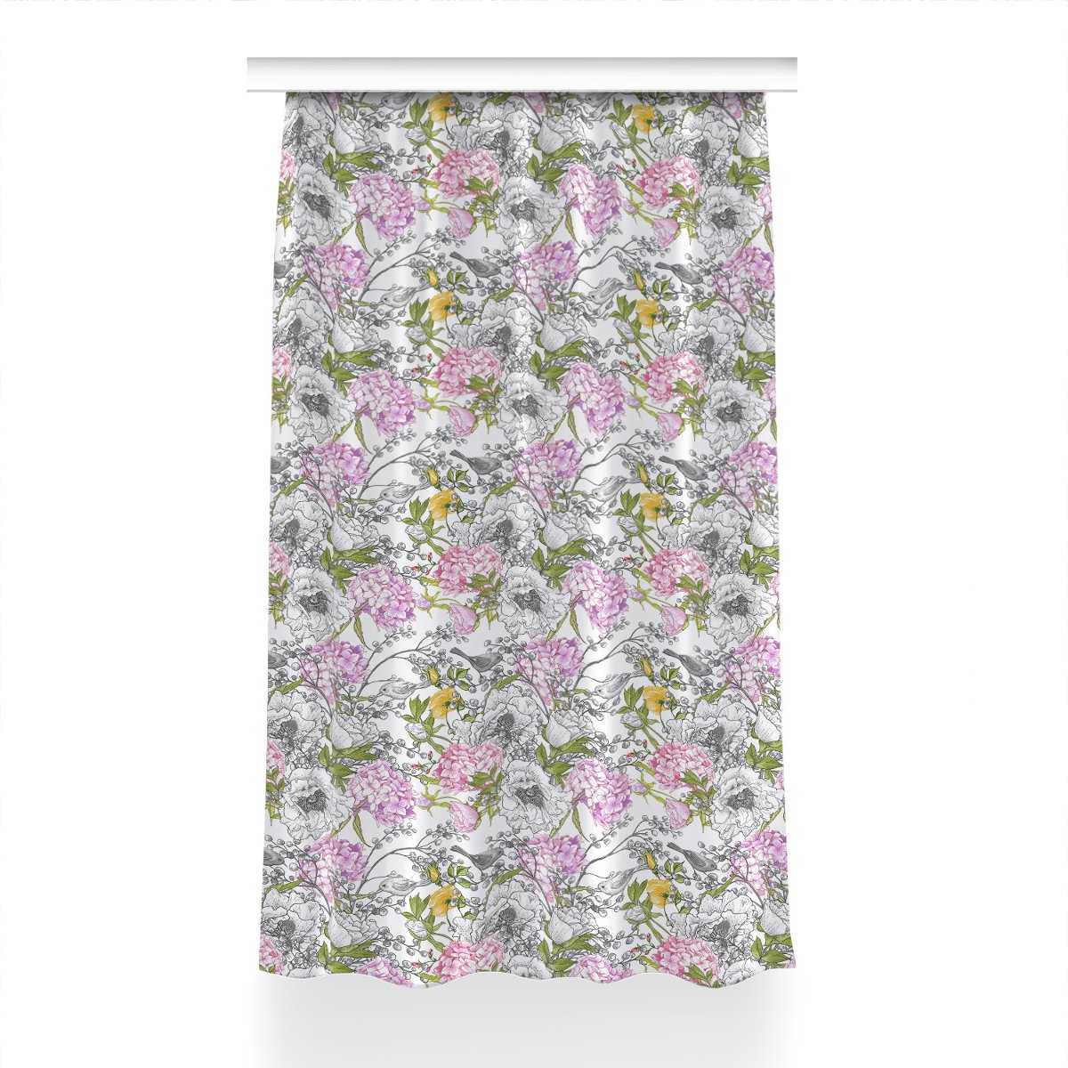 Zasłona przelotki do sypialni Ptaki wzór 150x230, Fabricsy