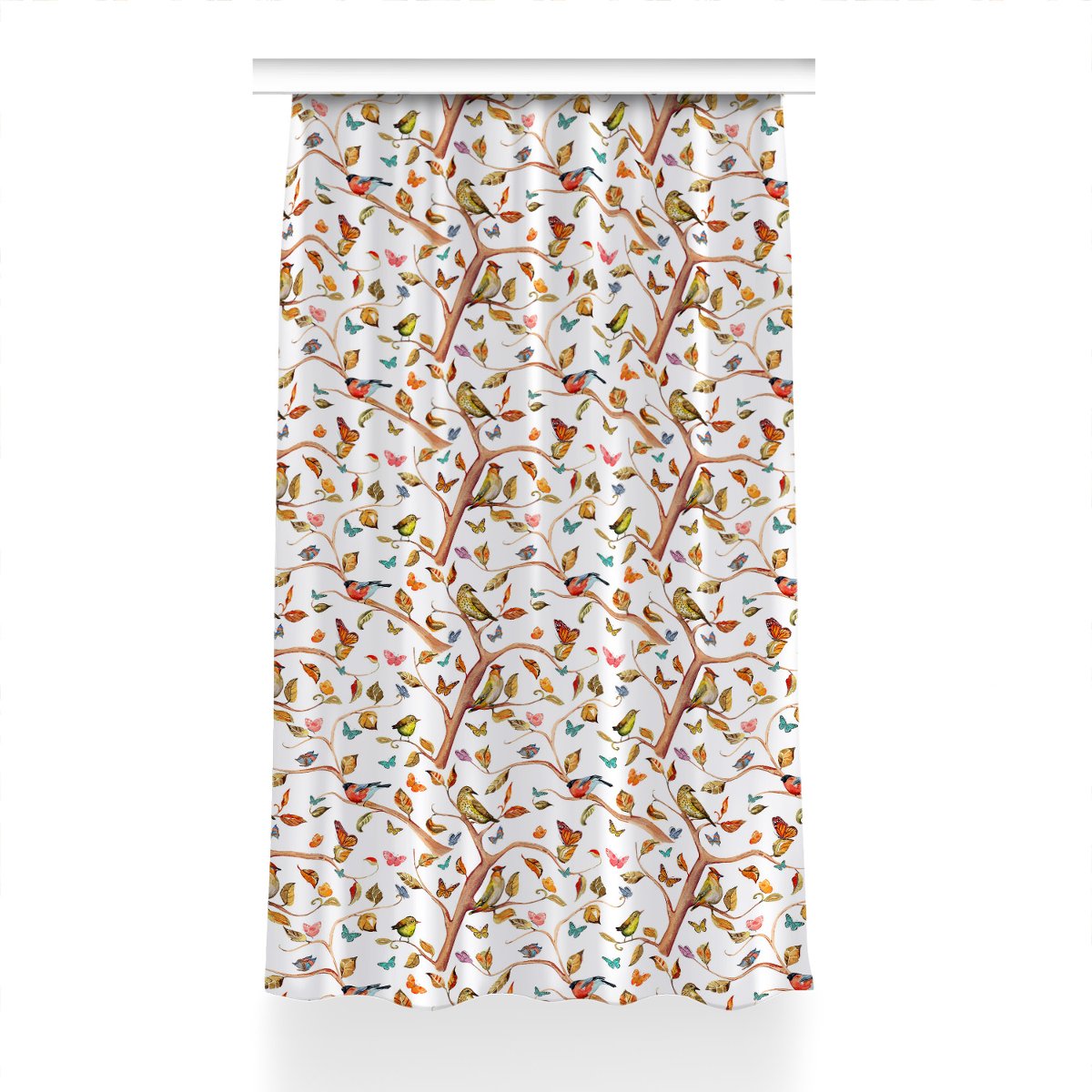Zasłona gotowa Ptaki na gałęzi do sypialni 150x230, Fabricsy