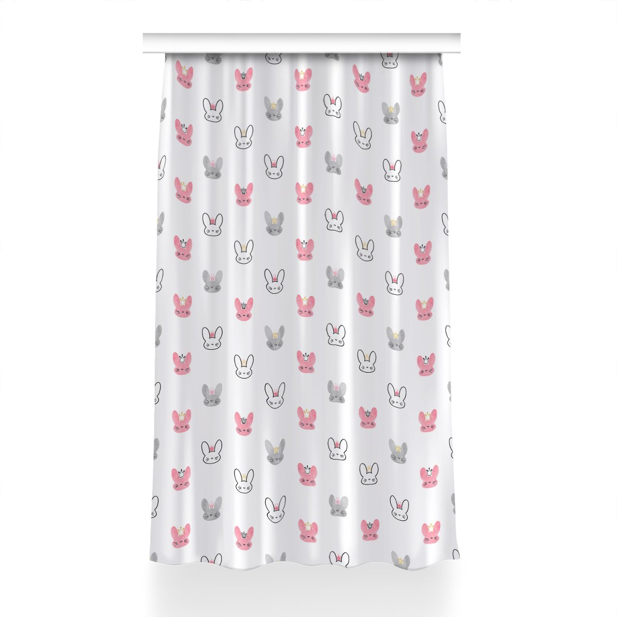 Zasłona gotowa Króliki w koronach wzór 150x230 cm, Fabricsy