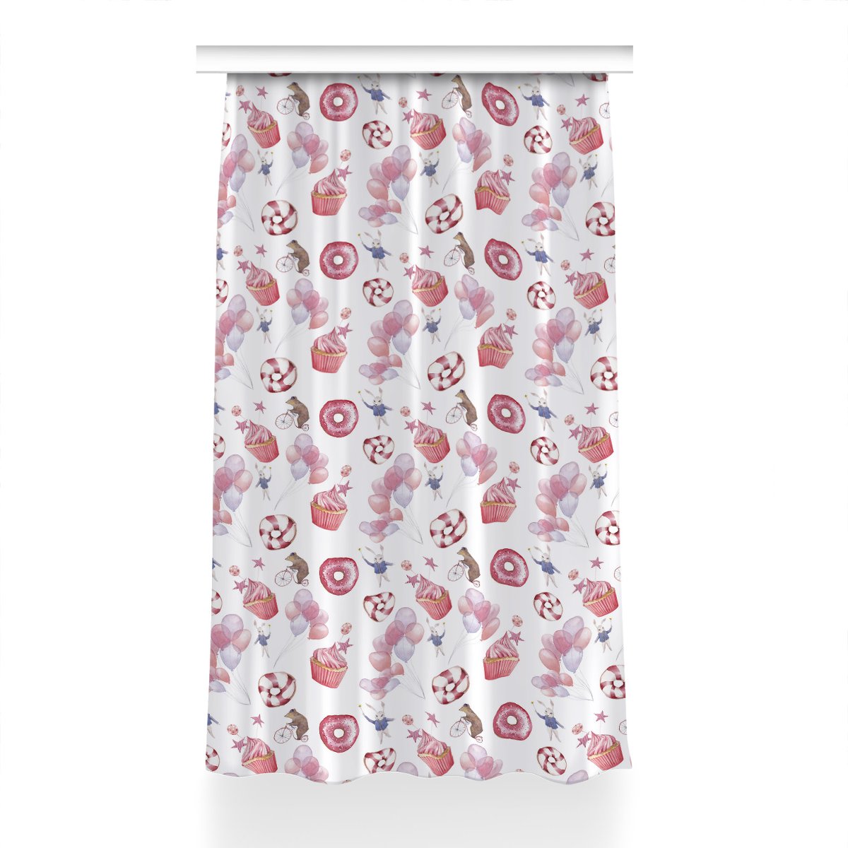 Zasłona gotowa Słodycze i balony do salonu 150x230, Fabricsy