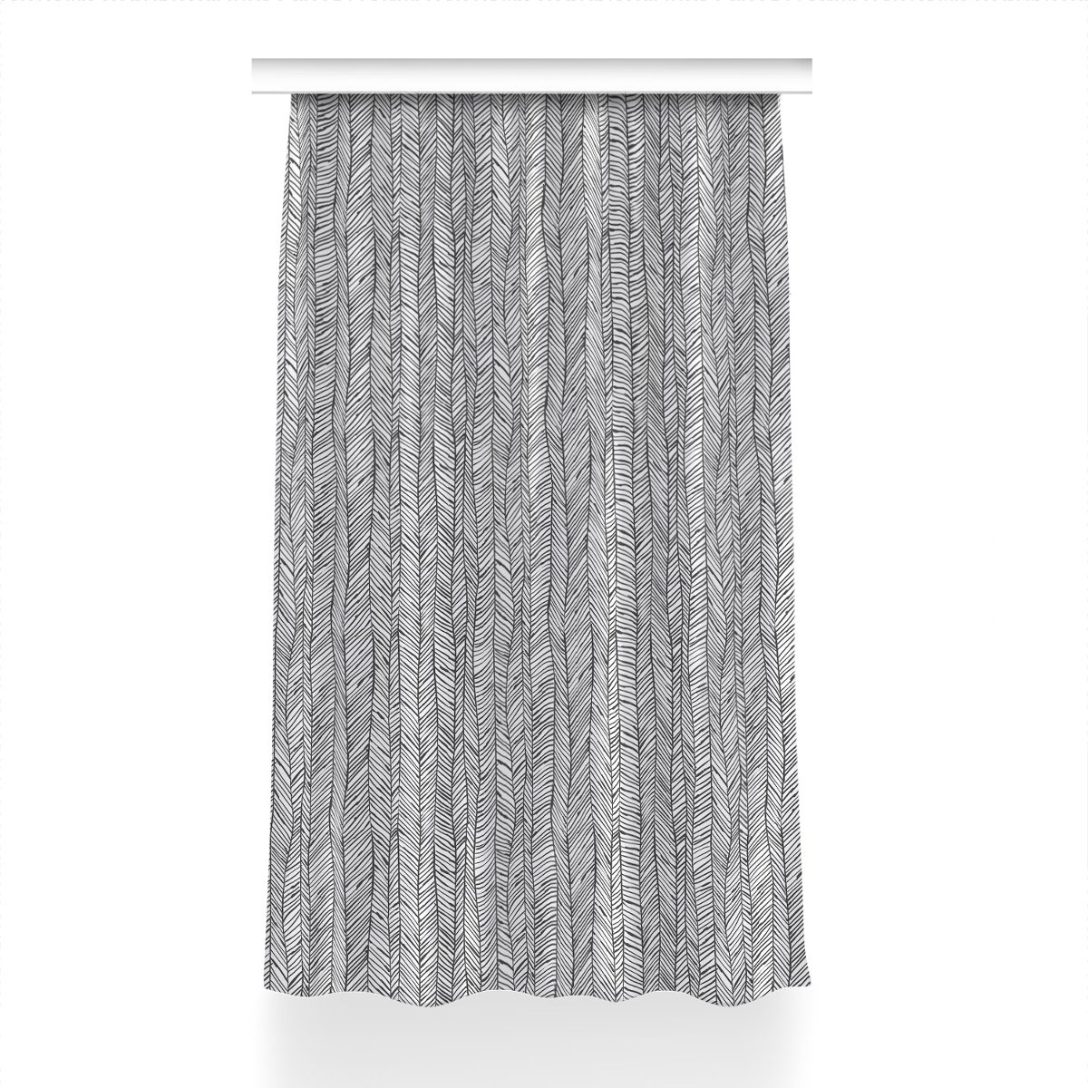 Zasłona z grafiką gotowa Jodełka do pokoju 150x230, Fabricsy