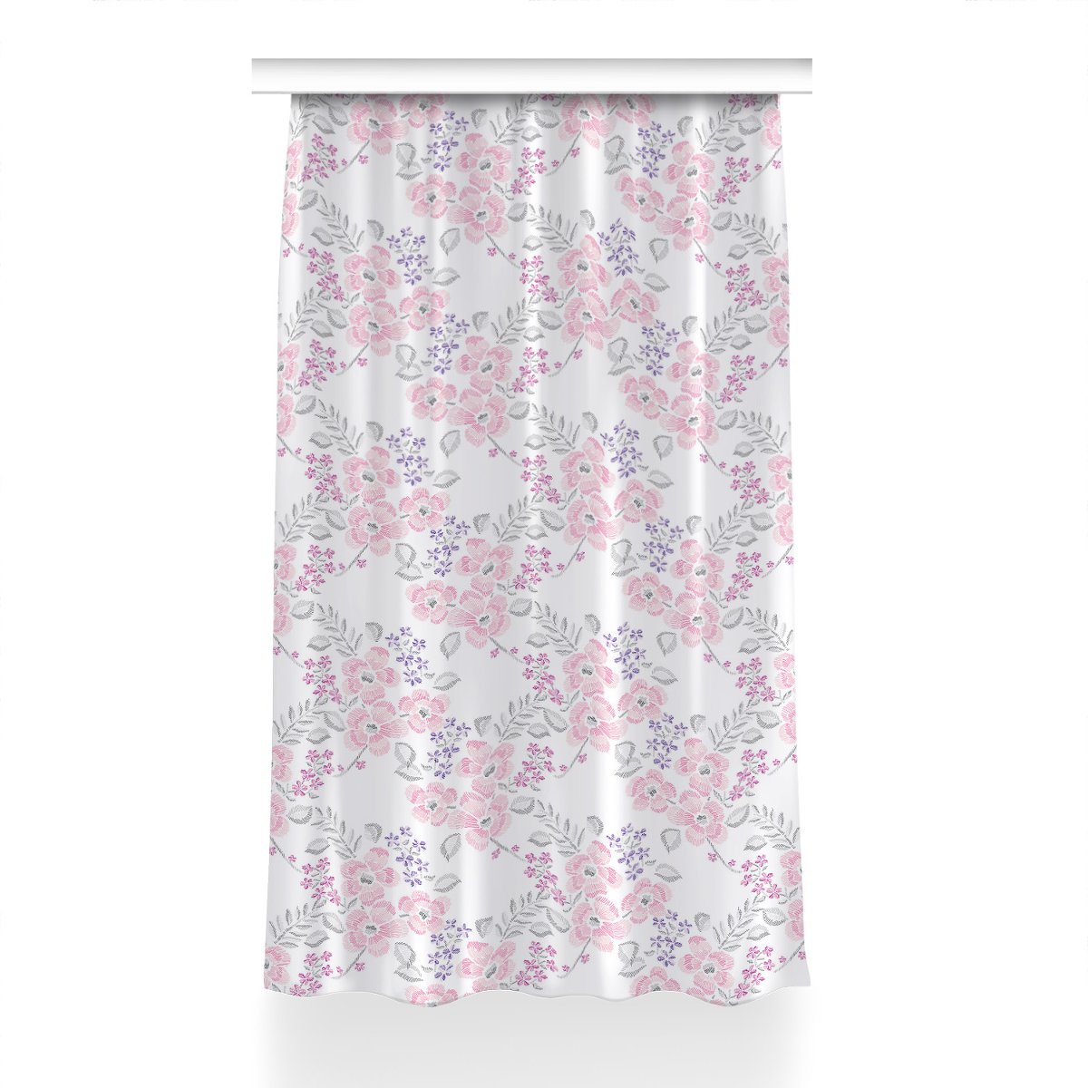 Zasłona z grafiką gotowa Kwiatowy wzór 150x230 cm, Fabricsy