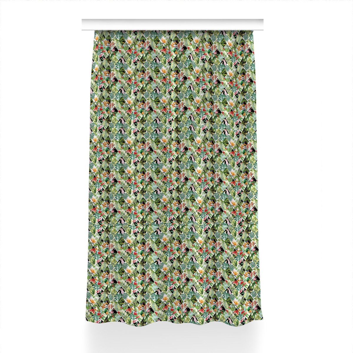 Zasłona z grafiką kolory Kwiaty i ptaki 150x230 cm, Fabricsy