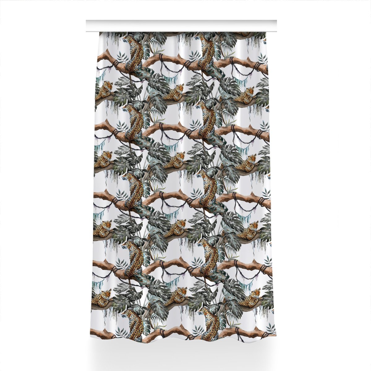 Zasłona przelotki Lamparty na gałęzi dekor 150x230, Fabricsy