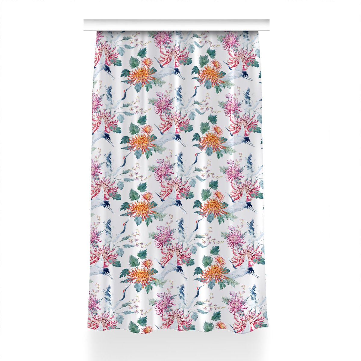 Zasłona przelotki Żurawie w locie wzór 150x230 cm, Fabricsy