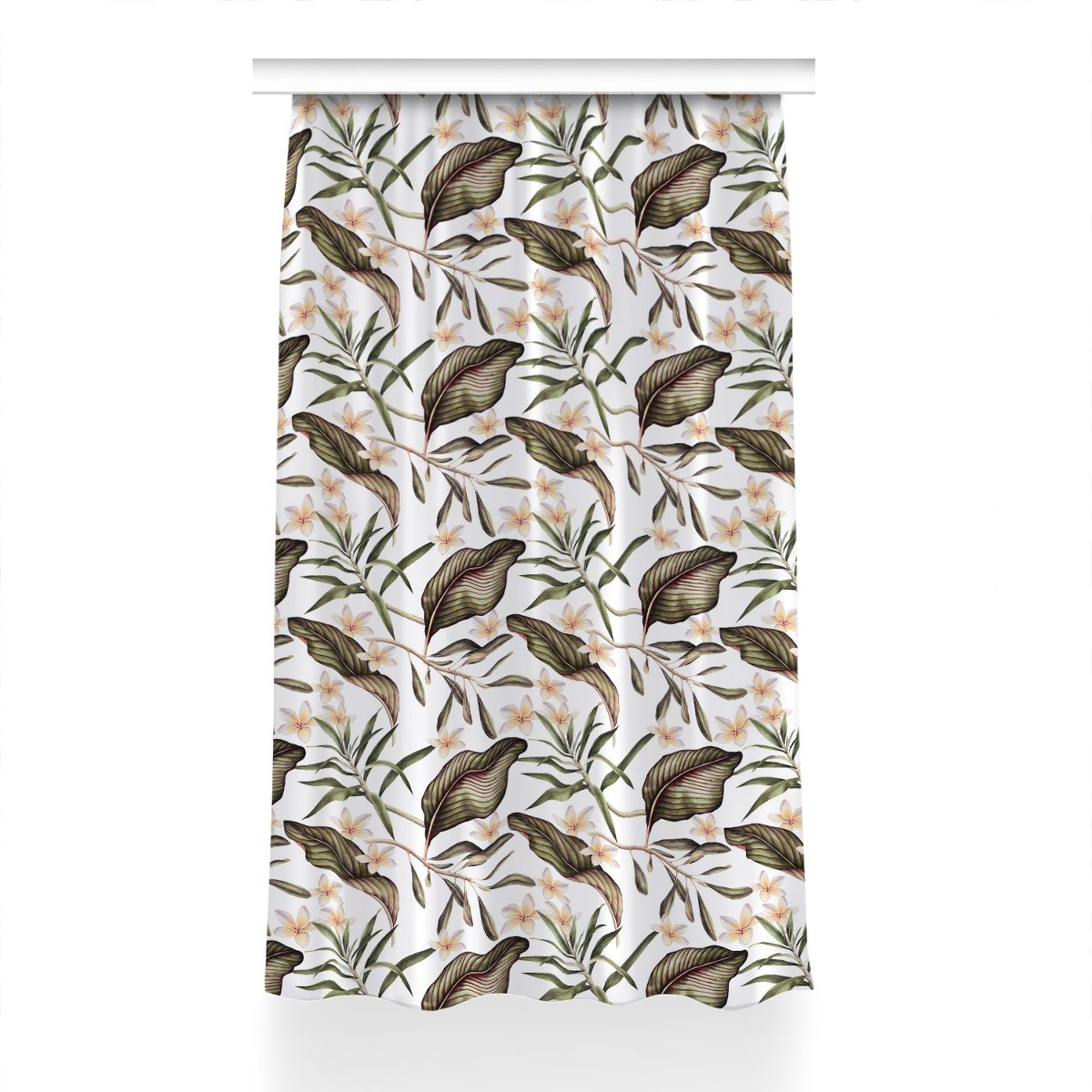 Zasłona z grafiką kolory Liście i kwiaty 150x230, Fabricsy