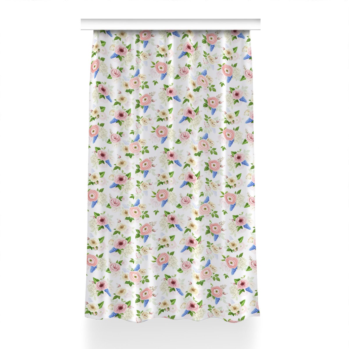 Zasłona wzór Rysowane kwiaty do salonu 150x230 cm, Fabricsy