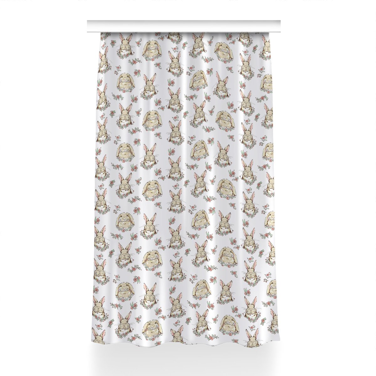 Zasłona gotowa Króliki jasnobrązowe wzór 150x230, Fabricsy