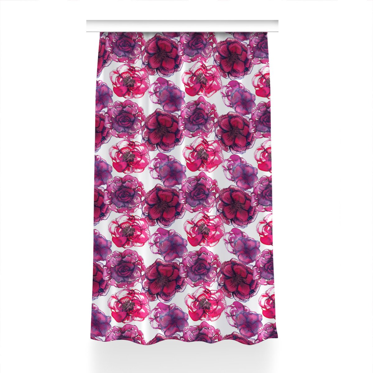 Zasłona z nadrukiem gotowa Czerwone róże 150x230, Fabricsy