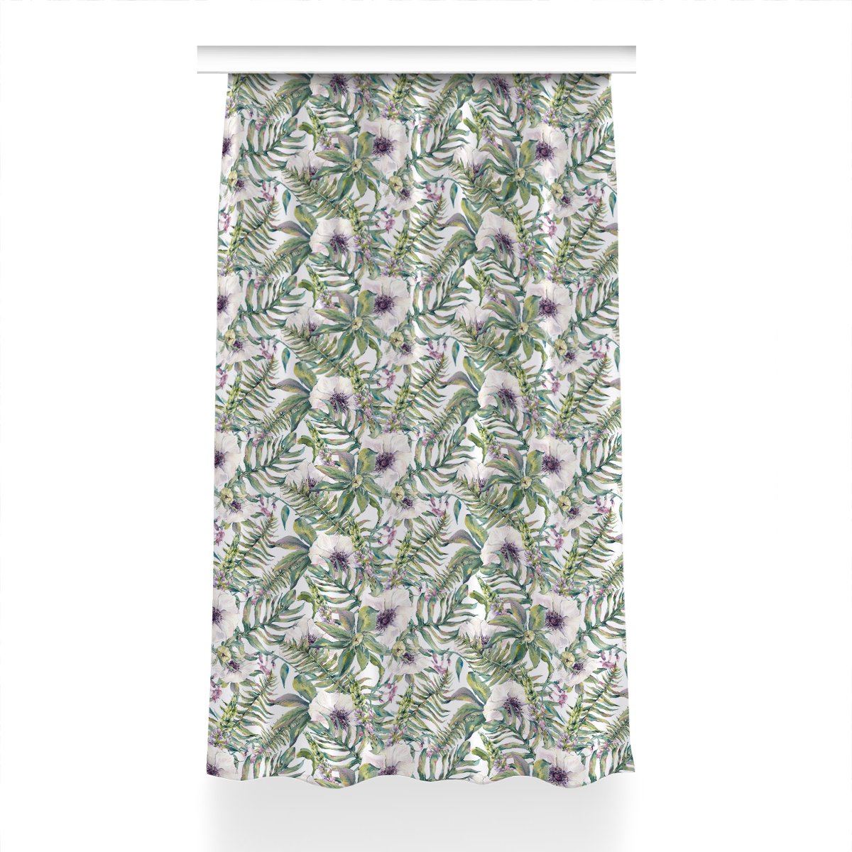 Zasłona z grafiką gotowa Białe kwiaty wzór 150x230, Fabricsy