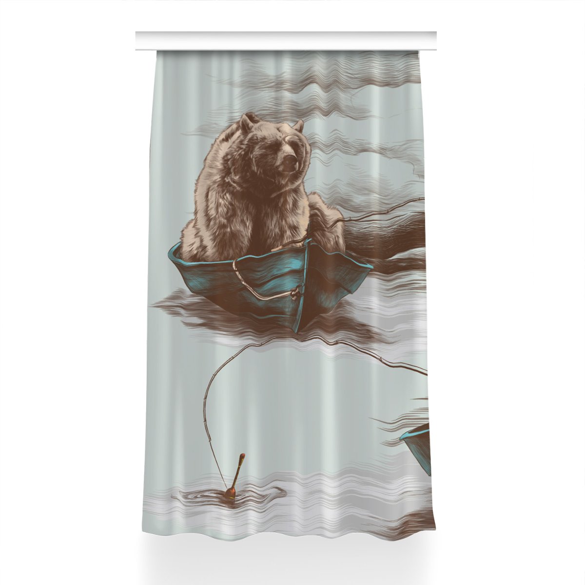 Zasłona przelotki Niedźwiedź w łodzi wzór 150x230, Fabricsy