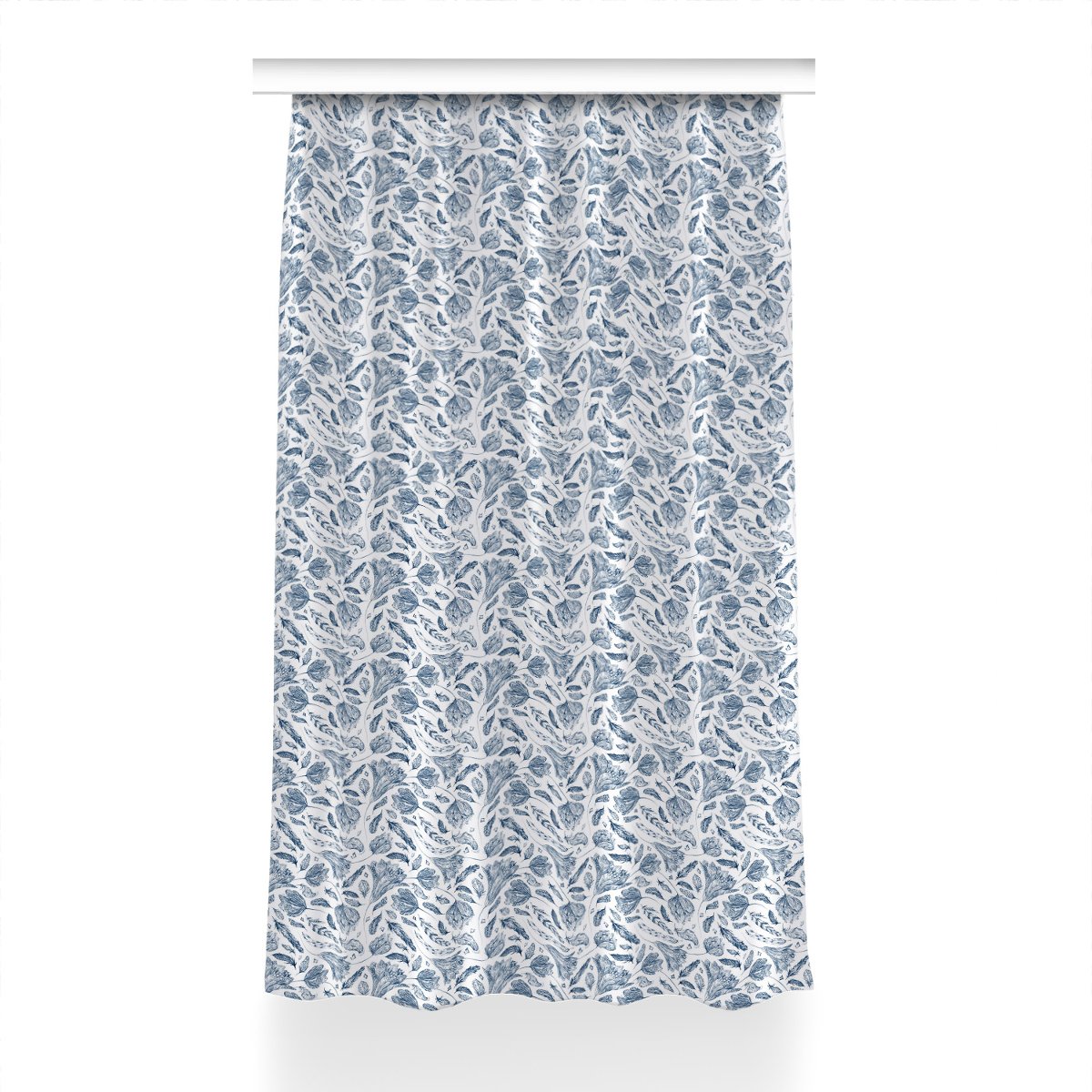 Zasłona przelotki Niebieskie liście wzór 150x230, Fabricsy