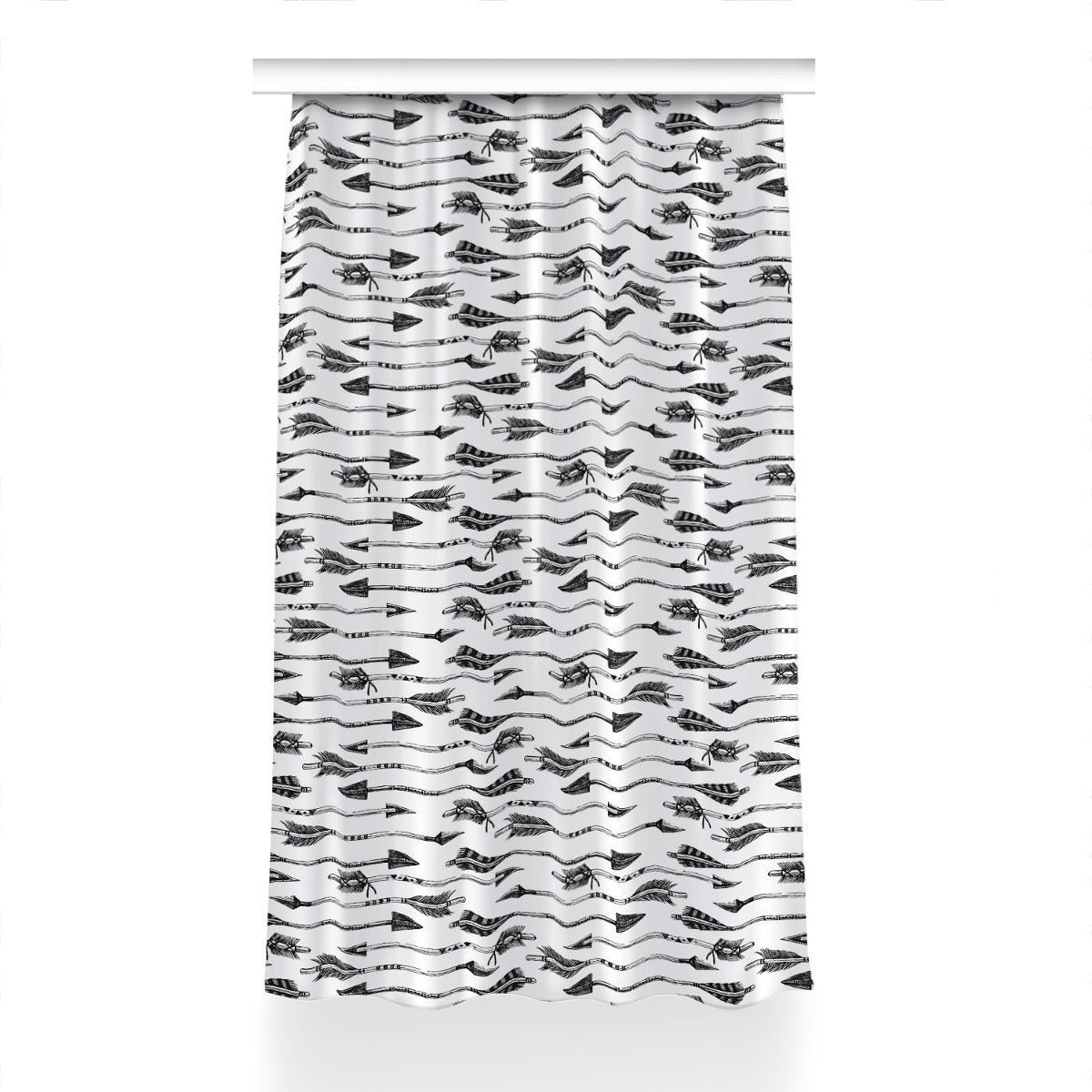 Zasłona z grafiką kolory Strzały do salonu 150x230, Fabricsy