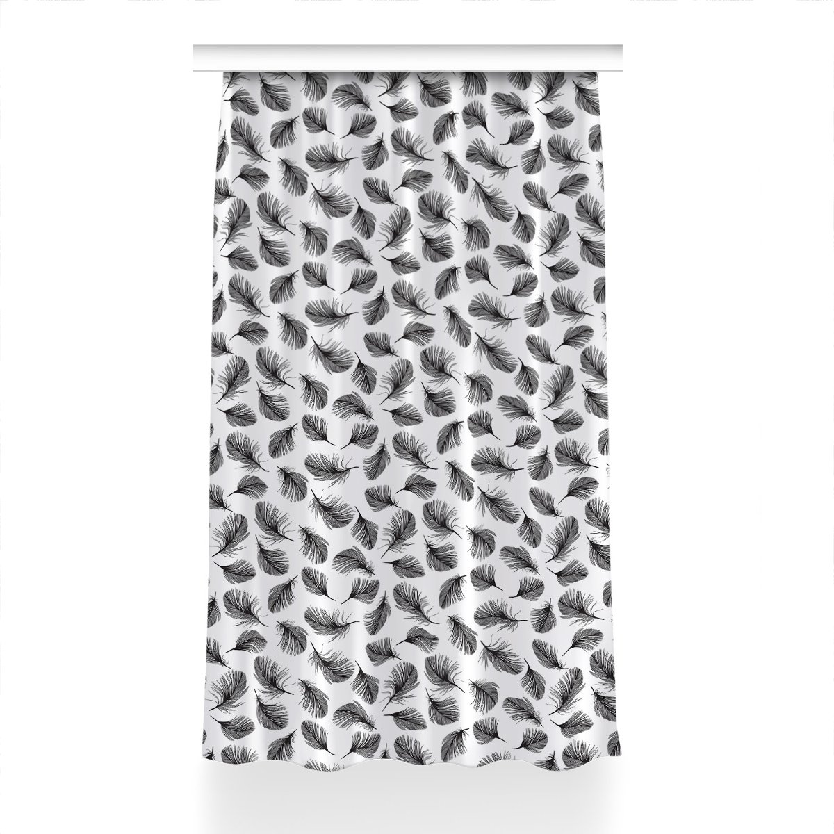 Zasłona przelotki Rysowane pióra dekor 150x230 cm, Fabricsy