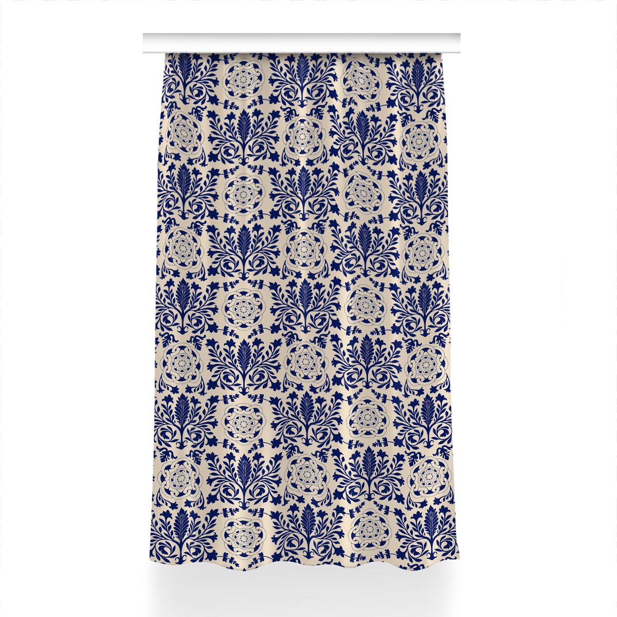Zasłona gotowa Niebieski wzór do salonu 150x230 cm, Fabricsy