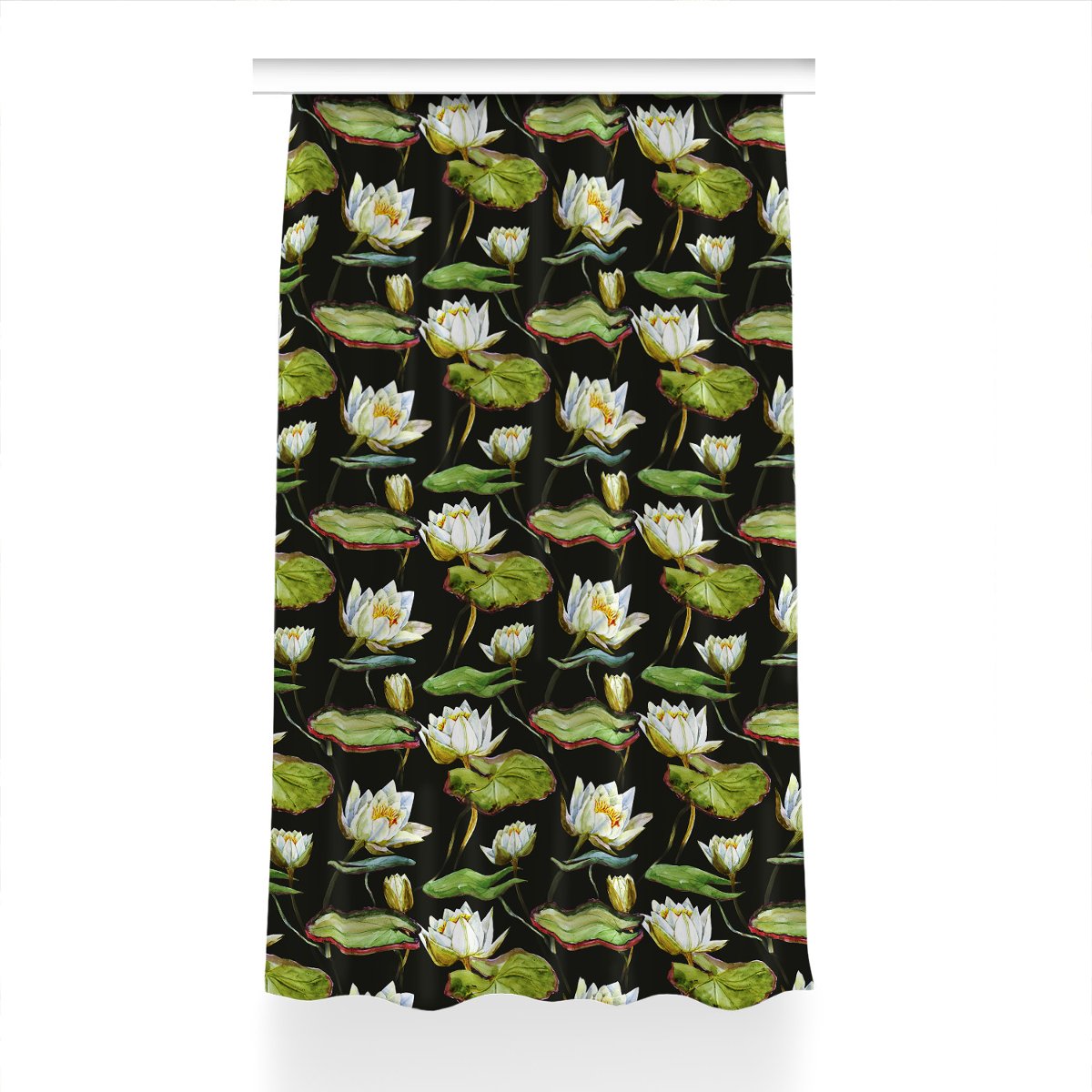 Zasłona z grafiką gotowa Kwiaty lotosu 150x230 cm, Fabricsy